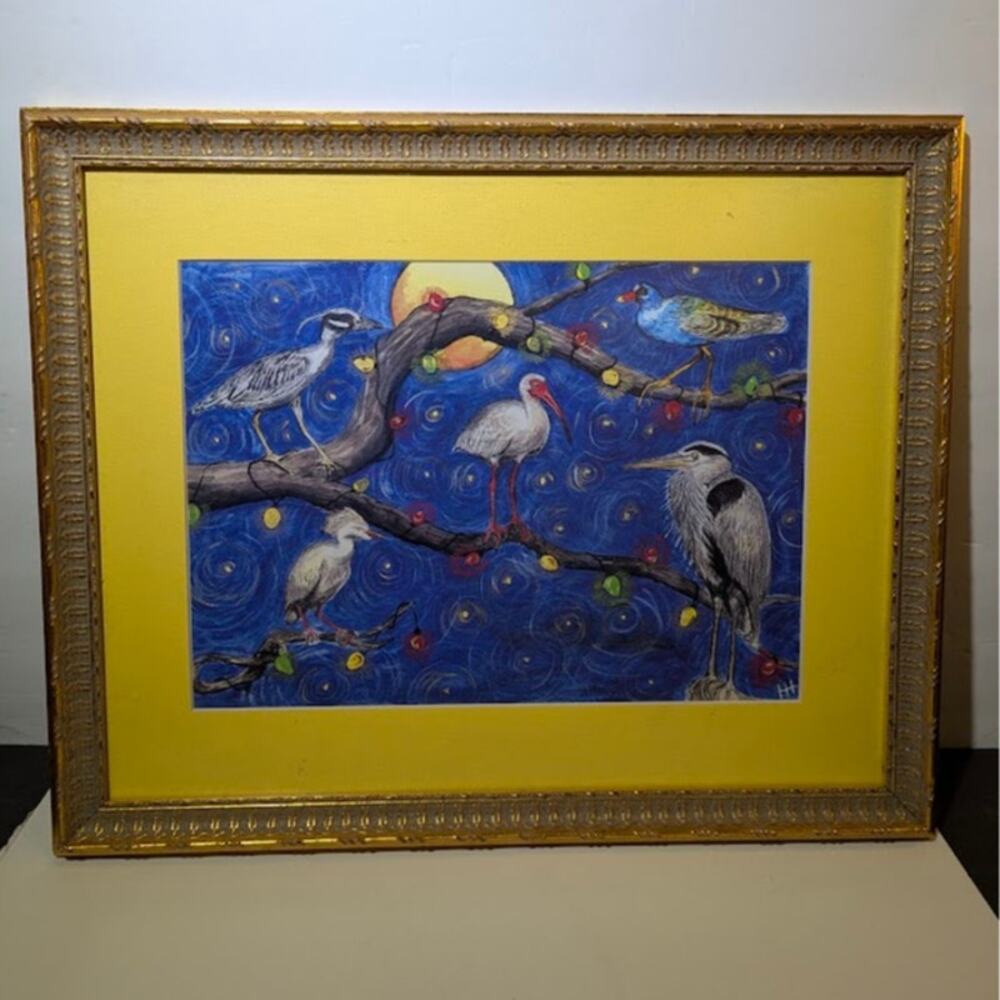 Honey Hilliard "Starry Night" Florida Birds Framed Giclée | 18" x 14"